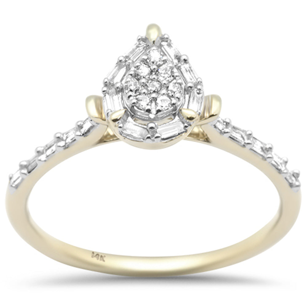 Muse Jewelry .23ct G SI 14K Yellow Gold Round & Baguette Diamond Engagement Ring