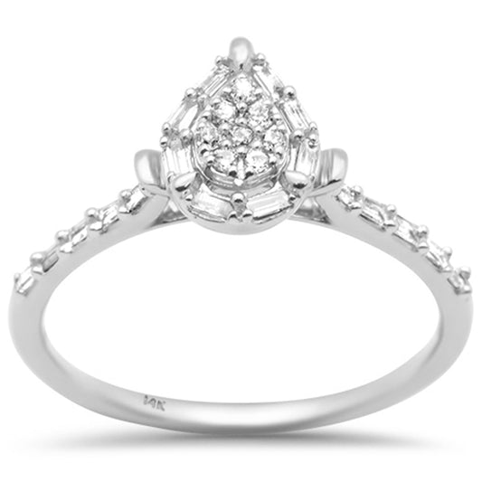 Muse Jewelry .23ct G SI 14K White Gold Round & Baguette Diamond Engagement Ring