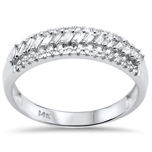 Muse Jewelry .57ct G SI 14K White Gold Round & Baguette Diamond Ring Band