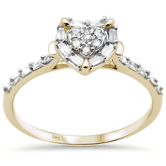 Muse Jewelry .20ct G SI 14K Yellow Gold Heart Shaped Round & Baguette Diamond Engagement Ring Size 7