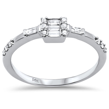 Muse Jewelry .24ct G SI 14K White Gold Round & Baguette Diamond Engagement Ring Size 7