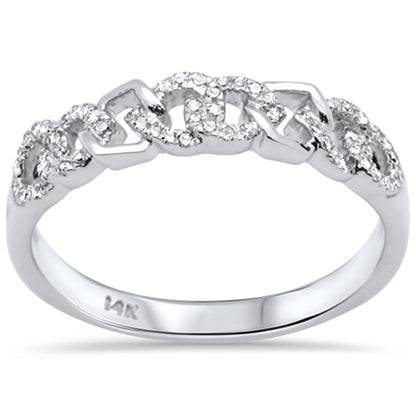 Muse Jewelry .15ct G SI 14K White Gold Diamond Cuban Link Ring Band Size 7
