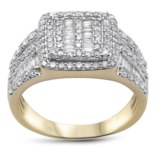 Muse Jewelry 1.57ct G SI 10K Yellow Gold Round & Baguette Diamond Men's Ring Band