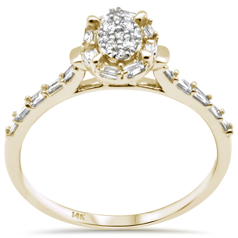 Muse Jewelry .23ct G SI 14K Yellow Gold Round & Baguette Diamond Engagement Ring Size 6.5