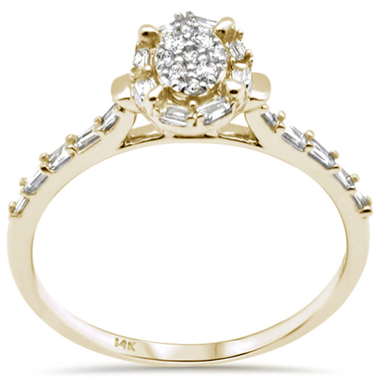 Muse Jewelry .23ct G SI 14K Yellow Gold Round & Baguette Diamond Engagement Ring Size 6.5