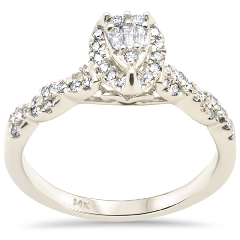 Muse Jewelry .34ct G SI 14K Yellow Gold Pear Shaped Round & Baguette Diamond Engagement Ring Size 7