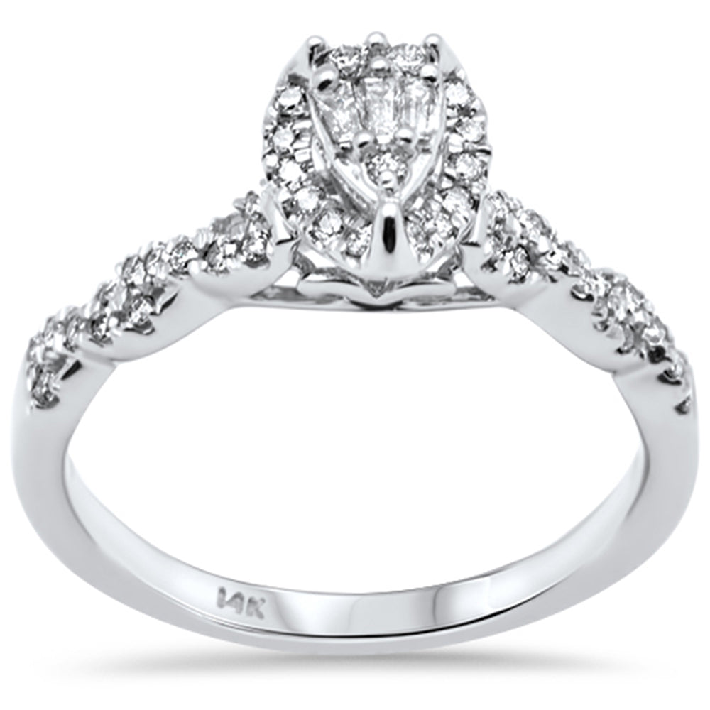 Muse Jewelry .33ct G SI 14K White Gold Pear Shaped Round & Baguette Diamond Engagement Ring Size 7