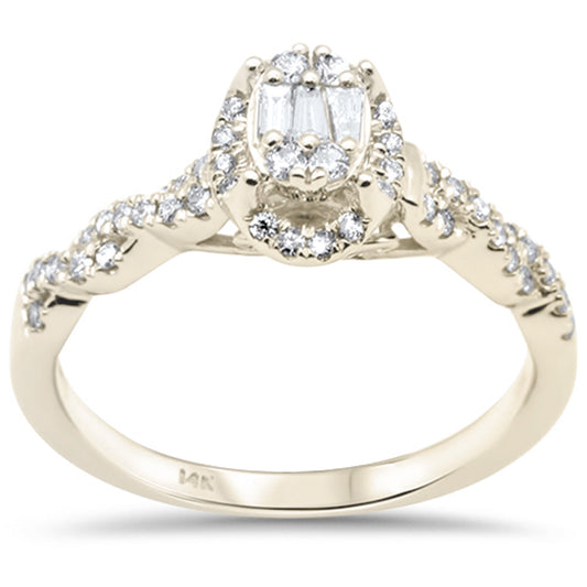 Muse Jewelry .35ct G SI 14K Yellow Gold Round & Baguette Diamond Engagement Ring