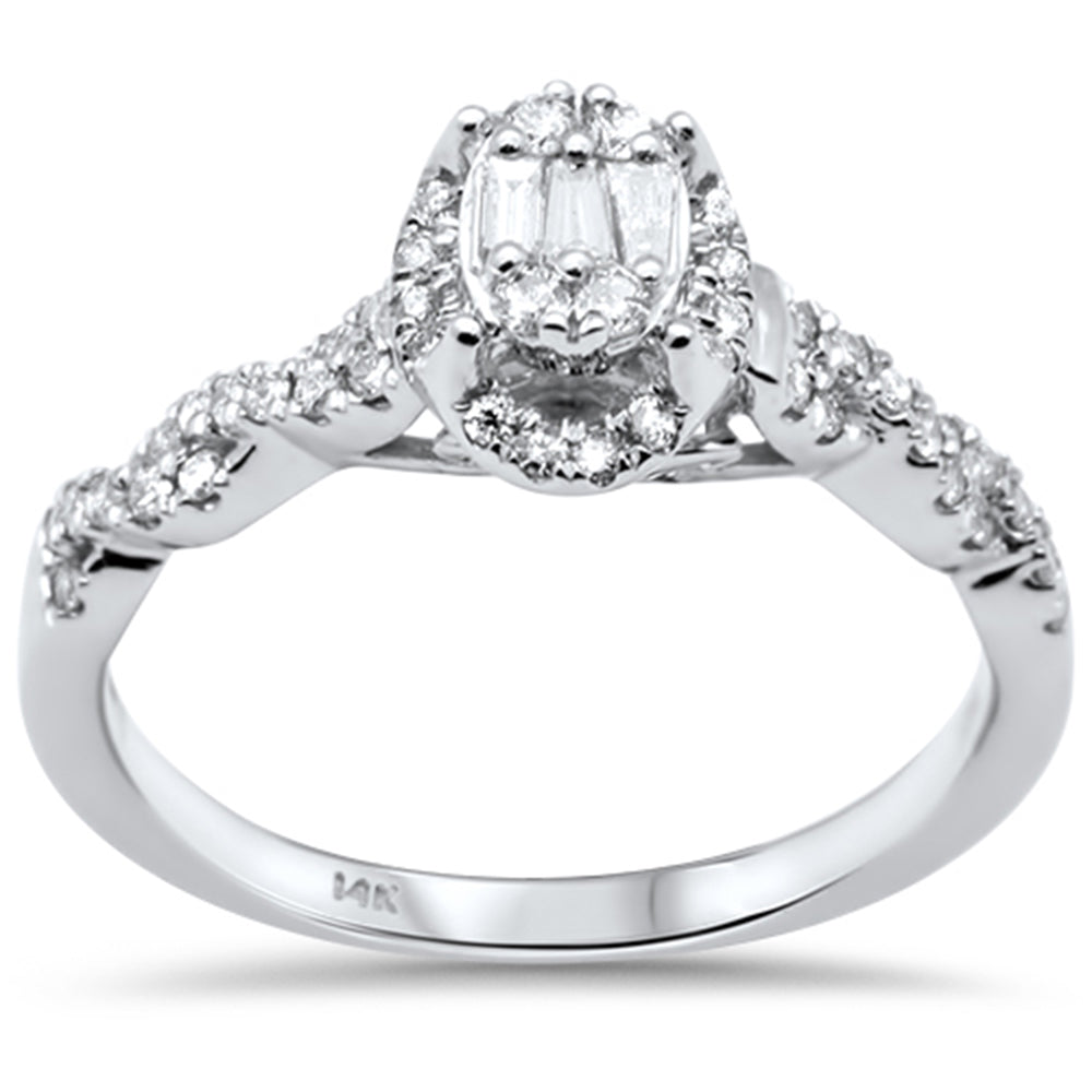 Muse Jewelry .35ct G SI 14K White Gold Round & Baguette Diamond Engagement Ring Size 6.50