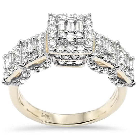 Muse Jewelry 1.24ct G SI 14K Yellow Gold Round & Baguette Diamond Engagement Ring Size 7