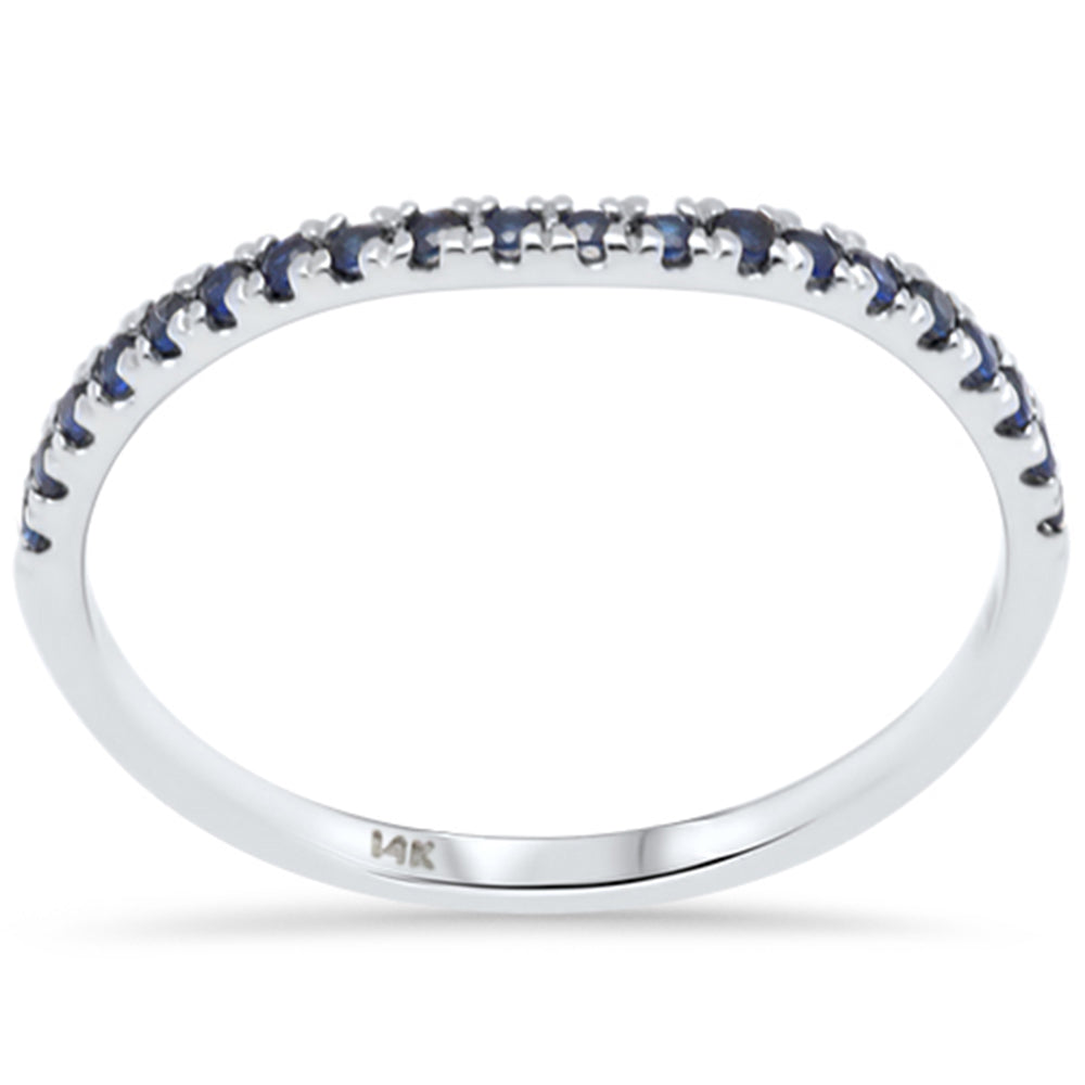 Muse Jewelry .20ct 14K White Gold Blue Sapphire Natural Gemstone Band Ring Size 6.5