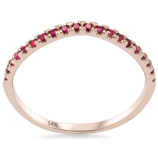 Muse Jewelry G SI 14K Rose Gold Diamond Stackable Round Ruby Gemstone Band Ring Size 6.5