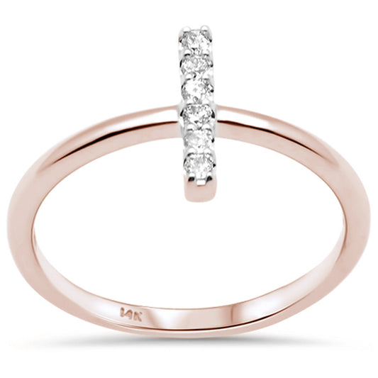 Muse Jewelry .10ct G SI 14K Rose Gold Diamond Line Bar Ring Size 6.5