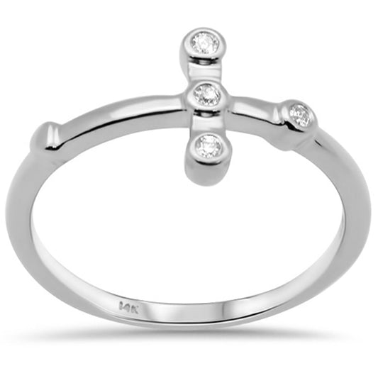 Muse Jewelry .05ct G SI 14K White Gold Diamond Bezel Set Cross Ring Size 6.5