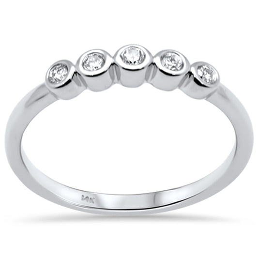 Muse Jewelry .14ct G SI 14K White Gold Diamond Five Diamond Bezel Ring Size 6.5