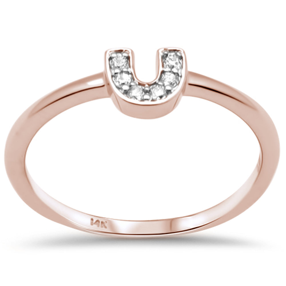 Muse Jewelry .06ct G SI 14K Rose Gold Diamond U Shape Ring Size 6.5