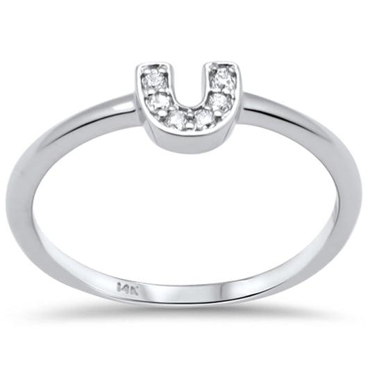 Muse Jewelry .07ct G SI 14K White Gold Diamond U Shape Ring Size 6.5