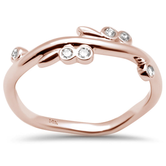 Muse Jewelry .10ct G SI 14K Rose Gold Diamond Leaf Ring Size 6.5