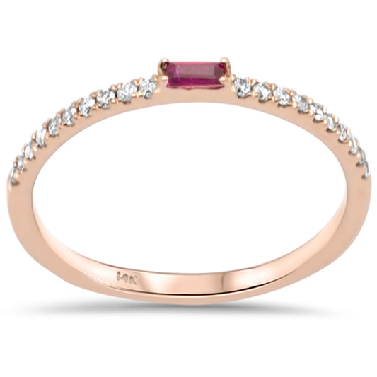 Muse Jewelry .19ct G SI 14K Rose Gold Diamond & Ruby Gemstone Stackable Band Ring Size 6.5