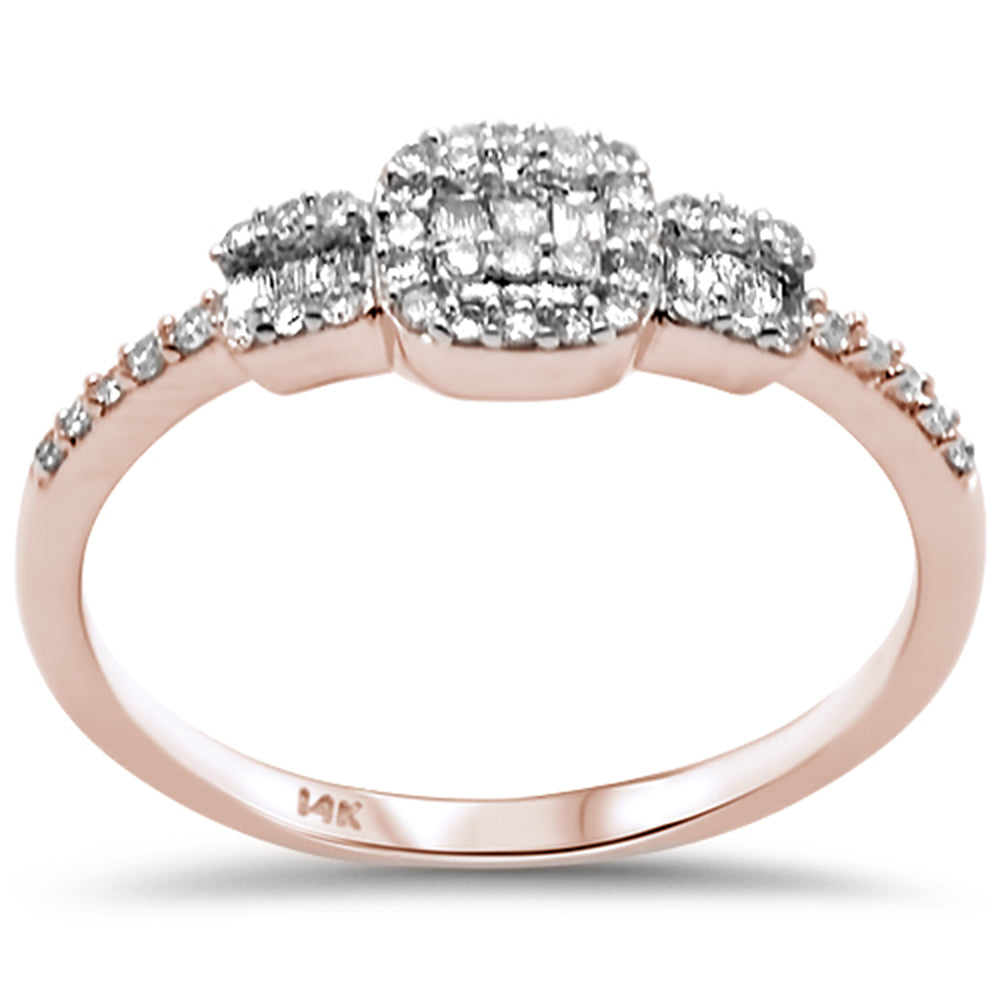 Muse Jewelry .27ct G SI 14K Rose Gold Diamond Round & Baguette Ladies Ring Size 6.5