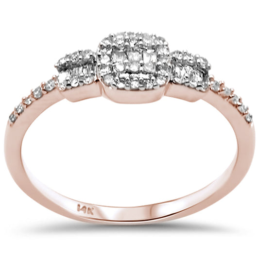 Muse Jewelry .27ct G SI 14K Rose Gold Diamond Round & Baguette Ladies Ring Size 6.5
