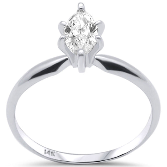 Muse Jewelry .33ct G SI 14K White Gold Marquise Diamond Solitaire Ladies Ring