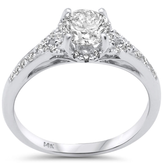 Muse Jewelry .96ct G SI 14K White Gold Round Diamond Halo Engagement Ring Size 6.5