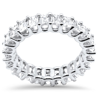 Muse Jewelry 3.63ct G SI 18K White Gold Emerald Cut Diamond Eternity Ring Size 6.5