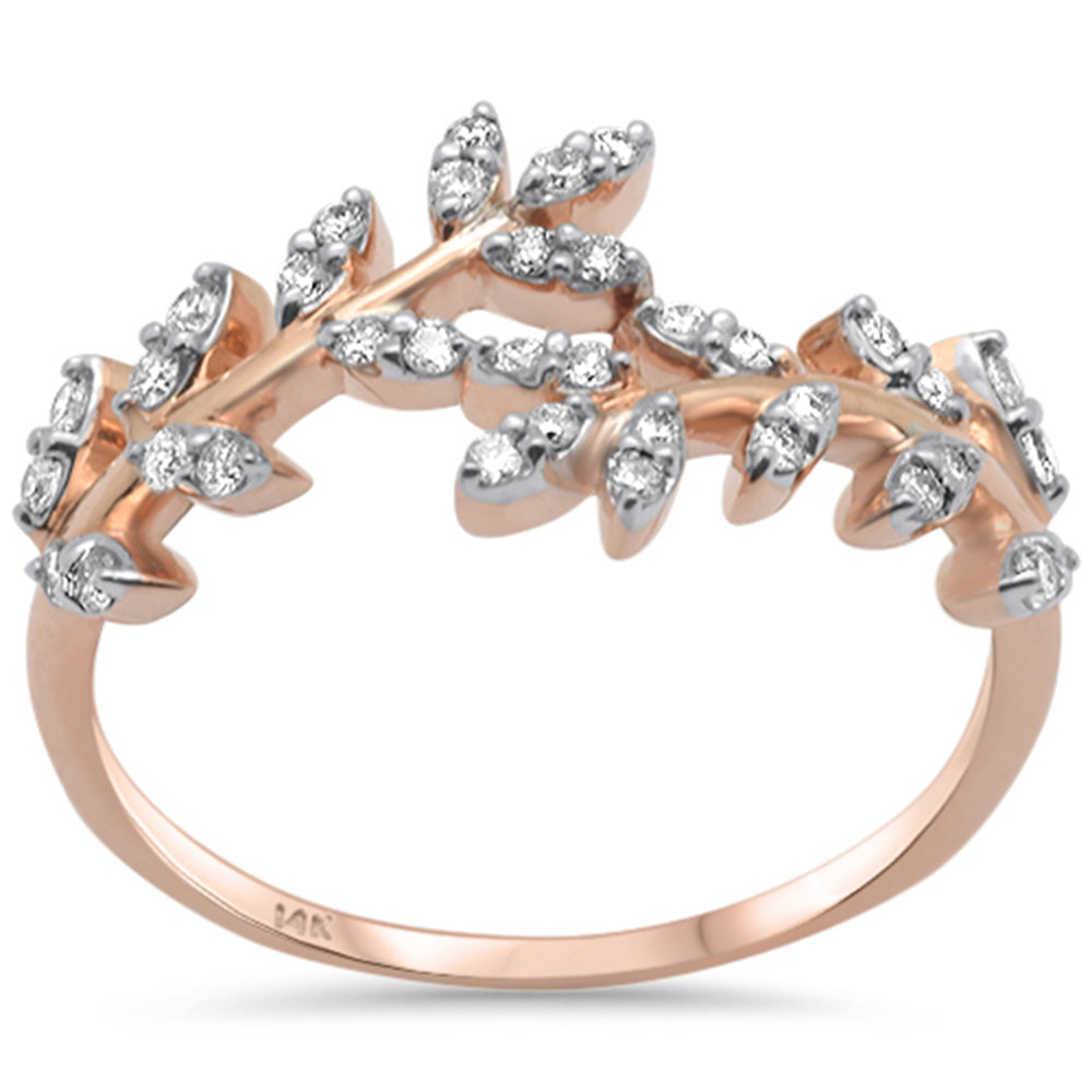 Muse Jewelry .25ct G SI 14K Rose Gold Diamond Leaf Design Ring Band Size 6.5