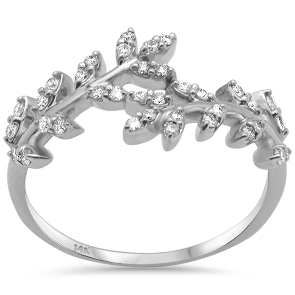 Muse Jewelry .25ct G SI 14K White Gold Diamond Leaf Design Ring Band Size 6.5