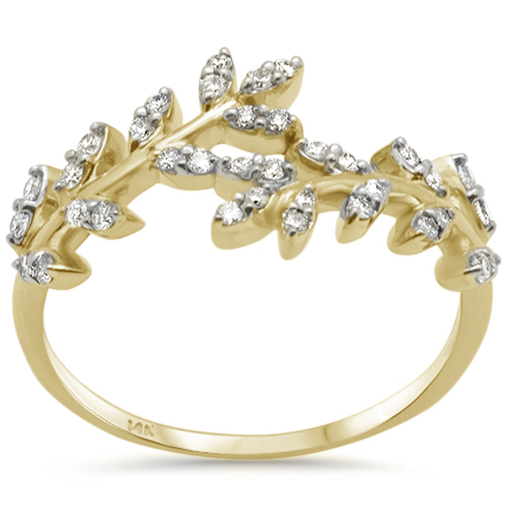 Muse Jewelry .26ct G SI 14K Yellow Gold Diamond Leaf Design Ring Band Size 6.5