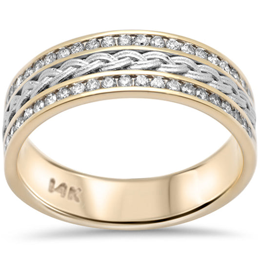 Muse Jewelry .55ct G SI 14K Two Tone Gold Diamond Engraved Style Men's Ring Band