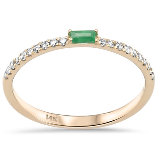 Muse Jewelry .19ct G SI 14K Yellow Gold Emerald Gemstone & Diamond Ring Size 6.5