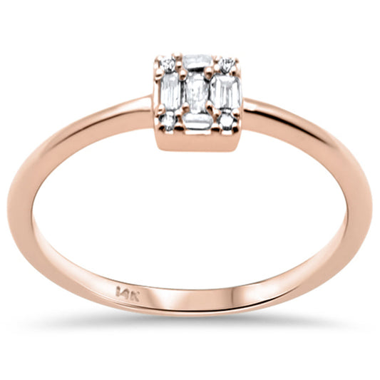 Muse Jewelry .11ct G SI 14K Rose Gold Round & Baguette Diamond Ring Size 6.5