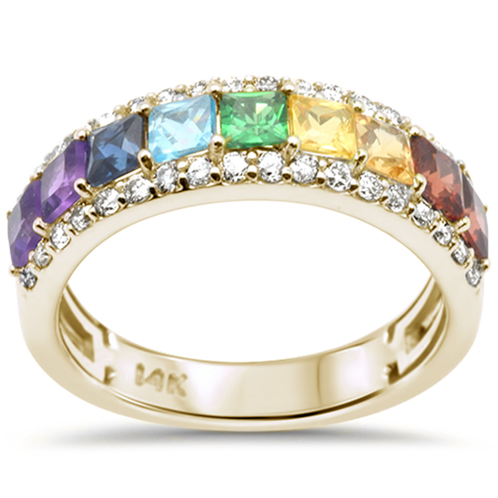 Muse Jewelry 1.88ct G SI 14K Yellow Gold Diamond & Multi Color Gemstones & Diamonds Ring Band