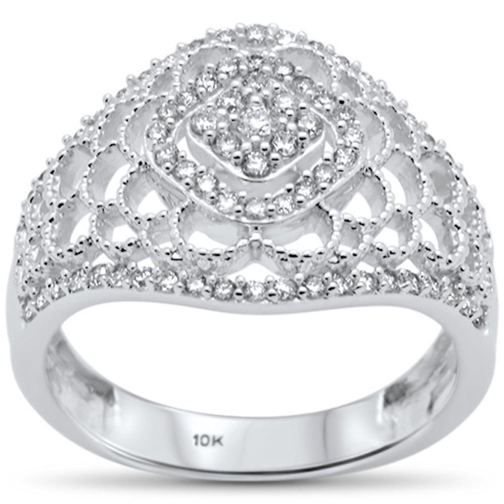 Muse Jewelry .42ct G SI 10K White Gold Diamond Heart Design Diamond Ring Band