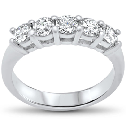 Muse Jewelry 1.05ct G SI 14K White Gold Round Diamond 5 Stones Engagement Ring Band Size 6.5