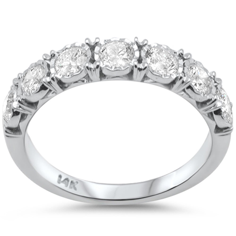 Muse Jewelry 1.00ct G SI 14K White Gold Diamond 7 Stones Miracle Illusion Setting Ring Anniversary Band Size 7