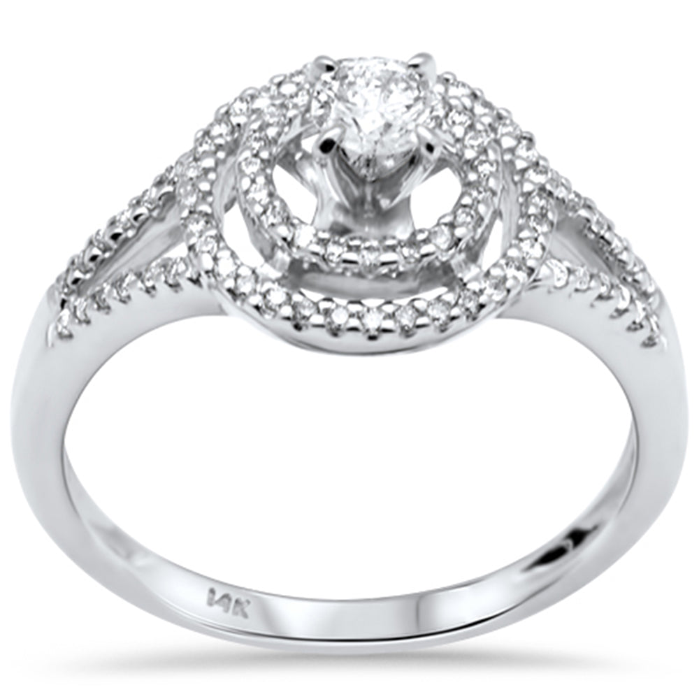 Muse Jewelry .42ct G SI 14K White Gold Diamond Double Halo Engagement Ring Size 6.5