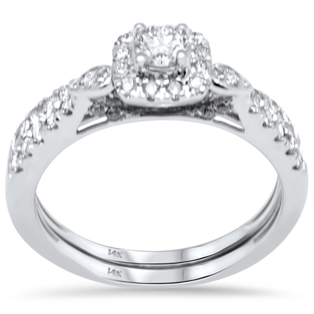 Muse Jewelry .89ct G SI 14K White Gold Diamond Halo Engagement Ring Size 6.5