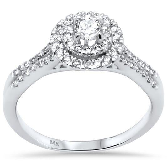 Muse Jewelry .41ct G SI 14K White Gold Diamond Double Halo Engagement Ring Size 6.5