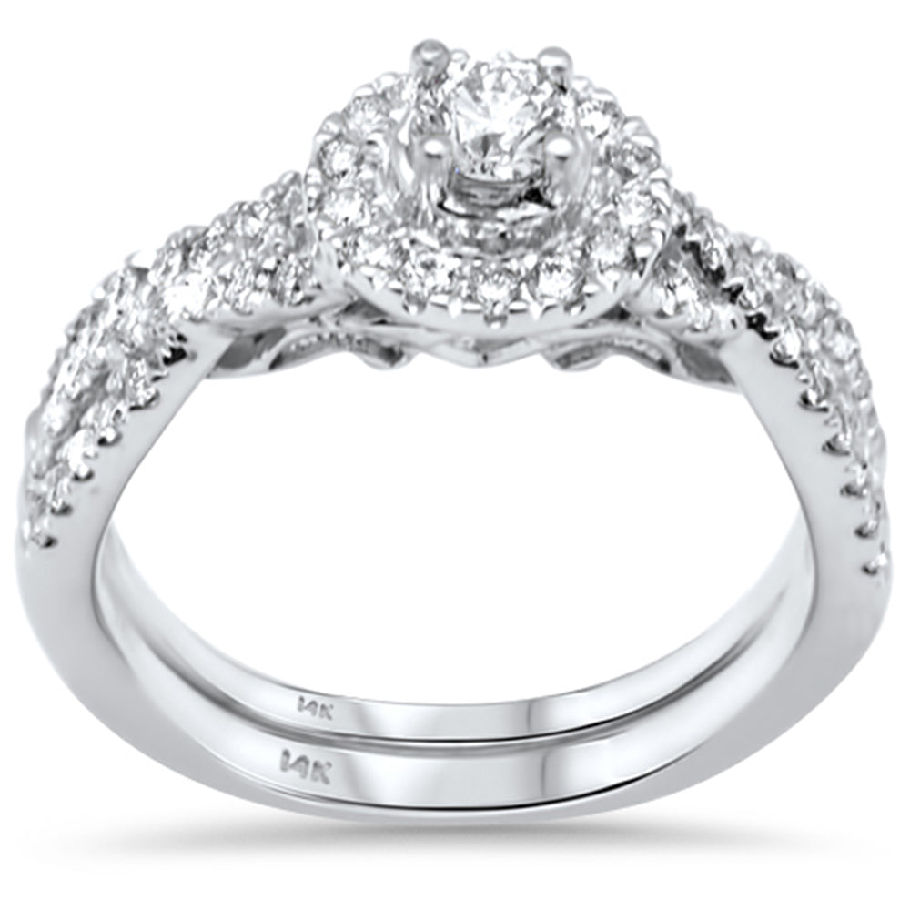 Muse Jewelry 1.00ct G SI 14K White Gold Diamond Halo Engagement Ring Bridal Set Size 6.5