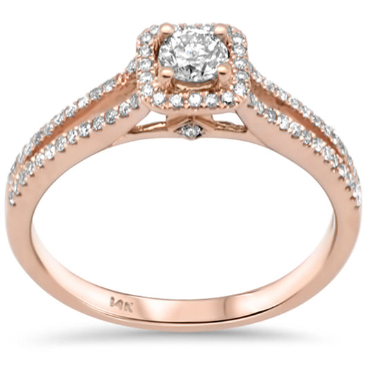 Muse Jewelry .45ct G SI 14K Rose Gold Diamond Halo Engagement Ring Size 6.5