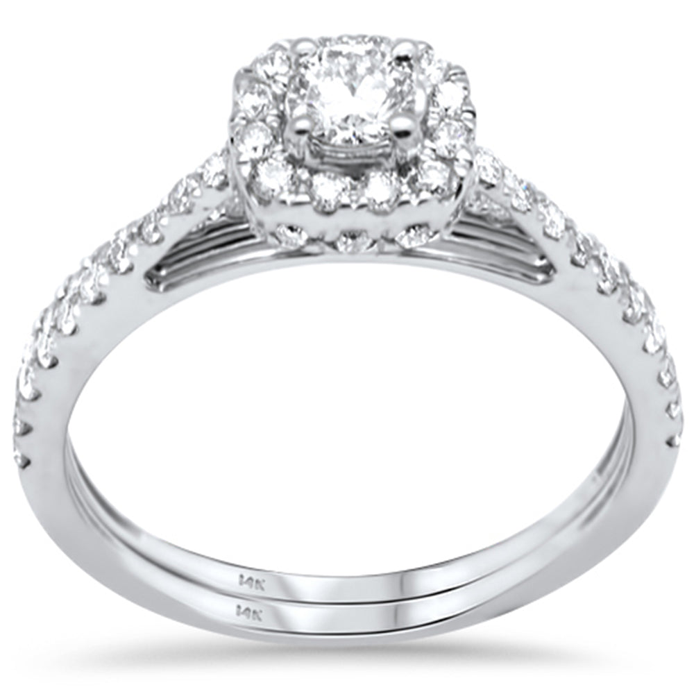 Muse Jewelry .78ct G SI 14K White Gold Diamond Halo Engagement Ring Set Size 6.5