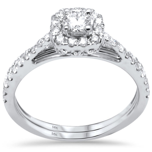 Muse Jewelry .78ct G SI 14K White Gold Diamond Halo Engagement Ring Set Size 6.5