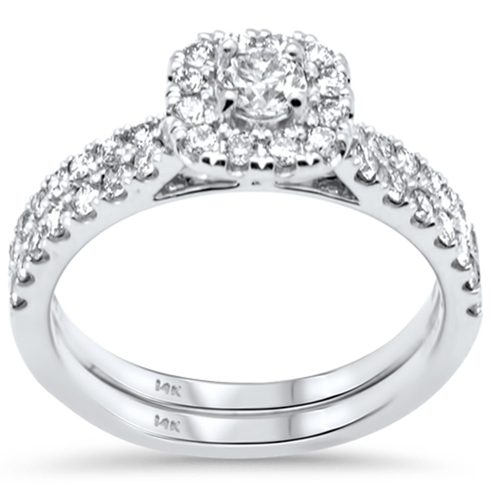 Muse Jewelry .95ct G SI 14K White Gold Diamond Halo Engagement Ring Bridal Set Size 6.5