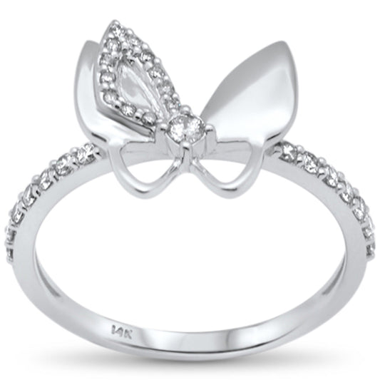 Muse Jewelry .26ct G SI 14K White Gold Diamond Butterfly Ring Band Size 6.5