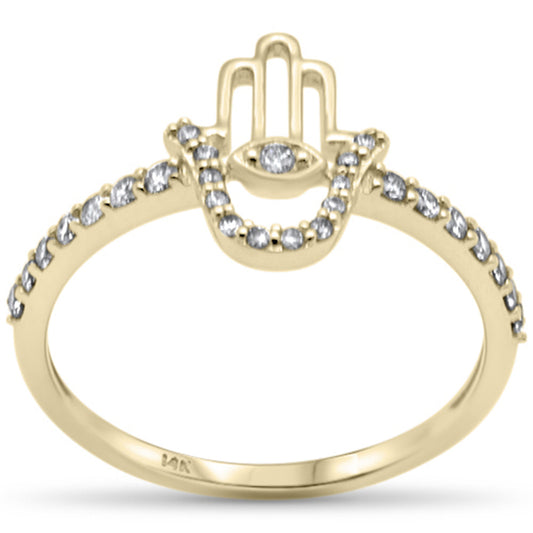 Muse Jewelry .25ct G SI 14K Yellow Gold Diamond Hamsa Ring Band Size 6.5