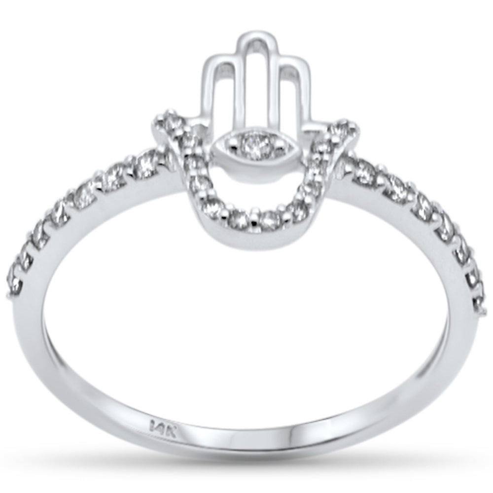 Muse Jewelry .25ct G SI 14K White Gold Diamond Hamsa Ring Band Size 6.5