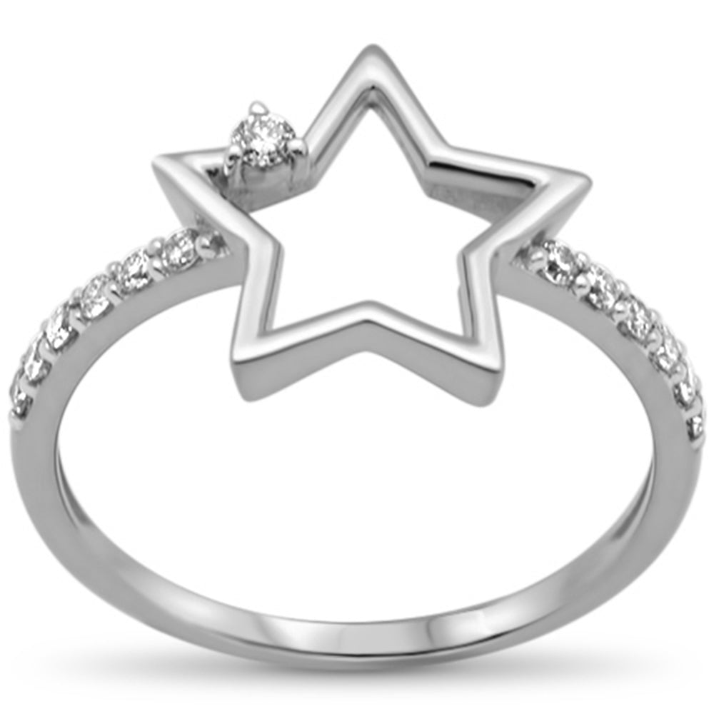 Muse Jewelry .17ct G SI 14K White Gold Diamond Star Shaped Ring Band Size 6.5